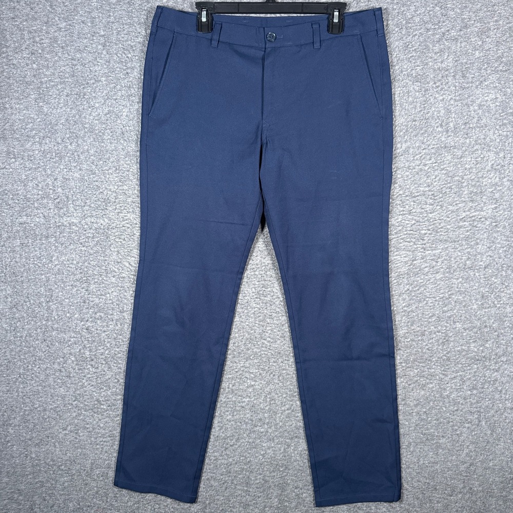 Mizzen Main Baron Chino Pants Mens 34x32 Blue Trim Fit Performance Trousers